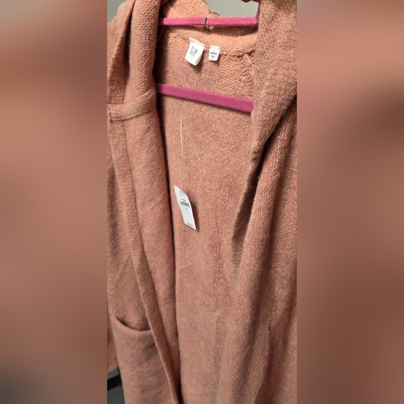 GAP Women's Longline Hooded Pocket Cardigan in Soft Tan Sz L Alpaca Blend Nwt - Picture 12 of 12